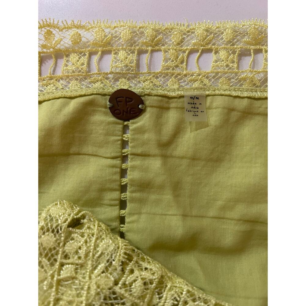 Free People FP One Verona Mini Dress SZM Lace Square Neck Romantic Yellow - Picture 9 of 10